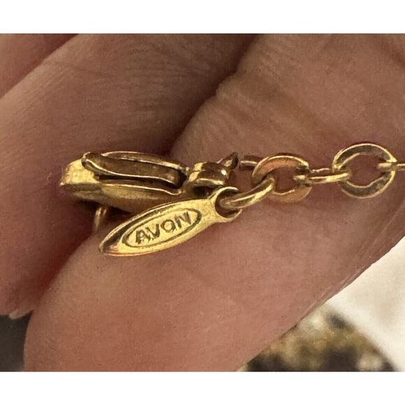 -NECKLACE & EARRING SET VTG Avon 80s Gold Tone Tiger Eye Fish Hook - Picture 12 of 16